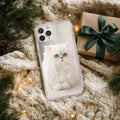 Capa de iPhone transparente com a foto de um gato persa branco
